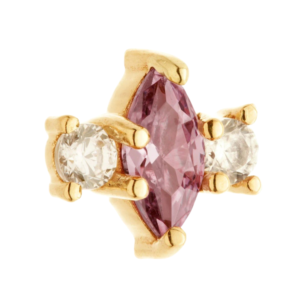 Tish Lyon - 14ct Threadless Amethyst Marquise & Double Round Gem Attachment