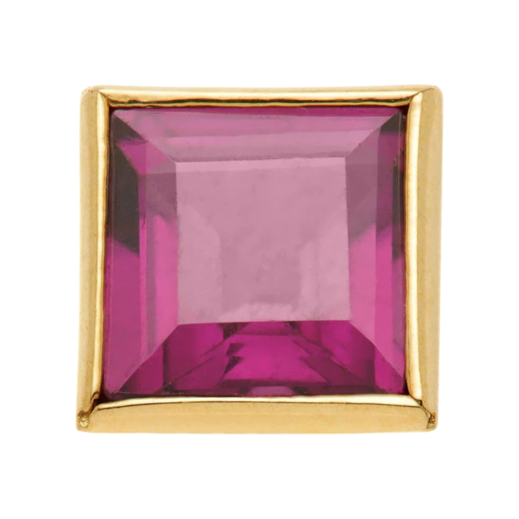 Tish Lyon - 14ct Gold Threadless Rhodolite Square Pin Attachment