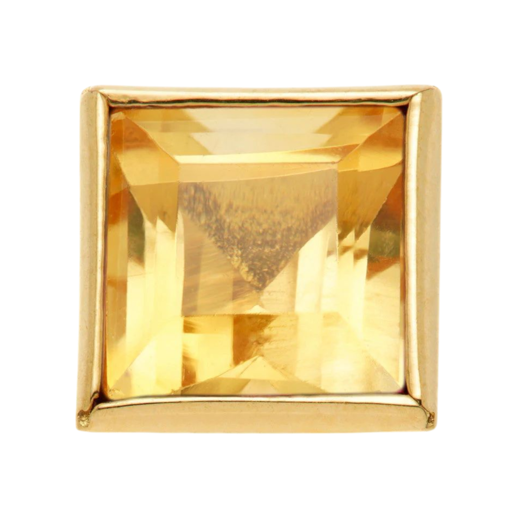 Tish Lyon - 14ct Gold Threadless Citrine Square Pin Attachment-14K-Y