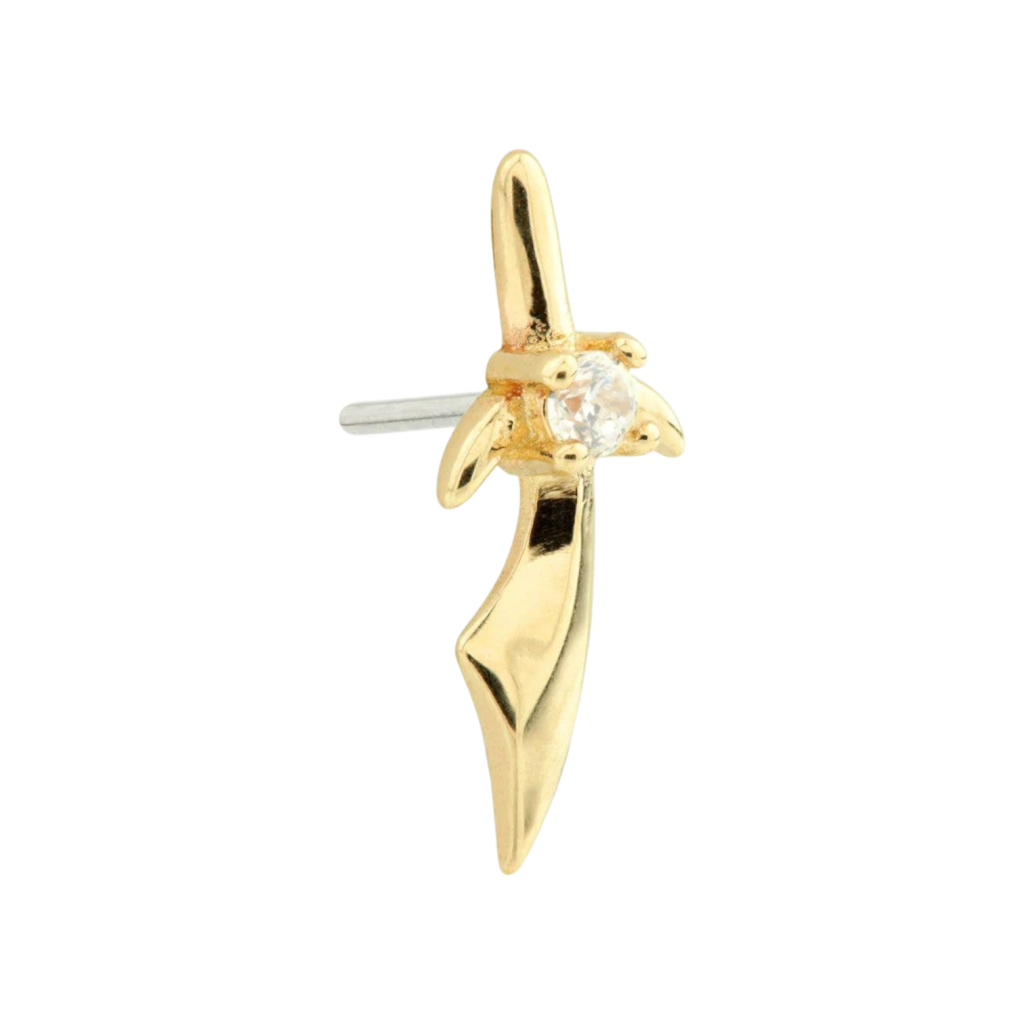 Tish Lyon - 14ct Threadless Gold Sword with Gem Attachment