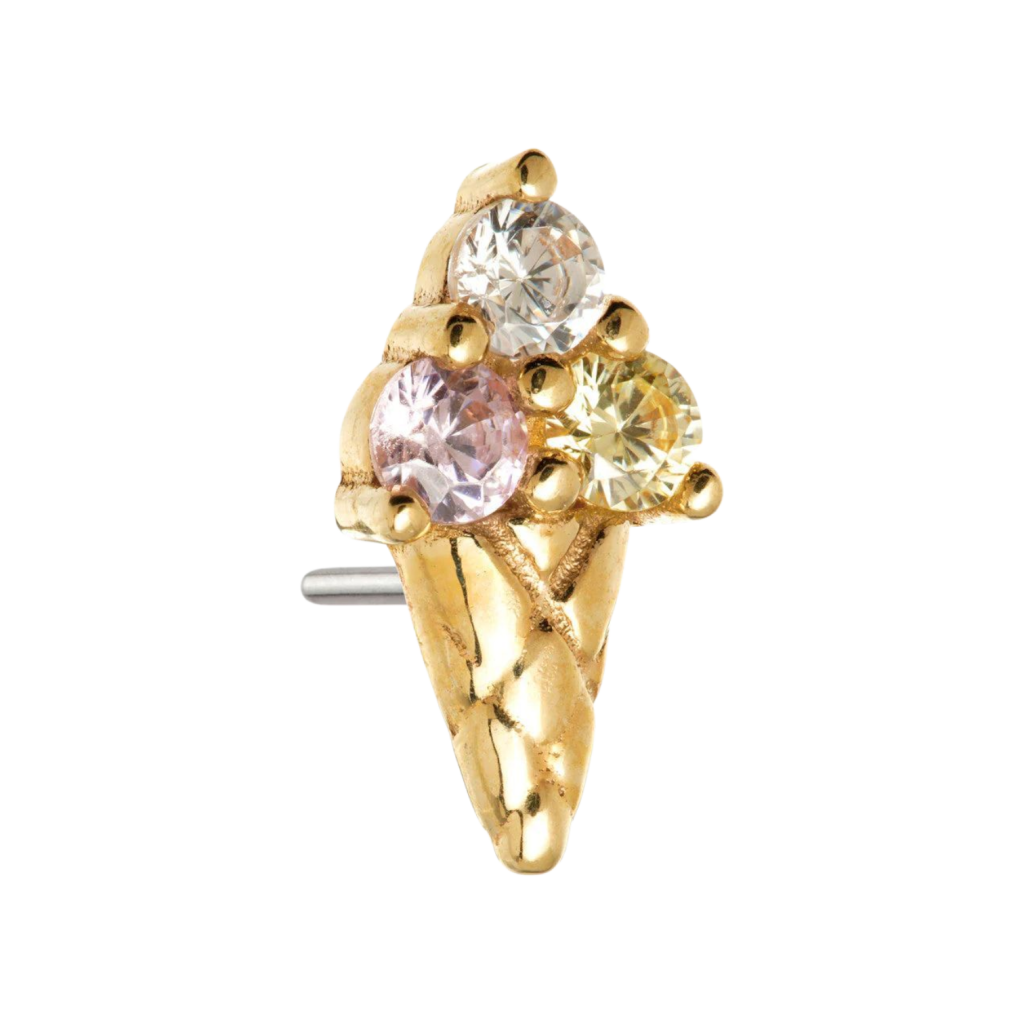 Tish Lyon - 14ct Solid Gold Threadless Jewelled Ice Cream Attachment